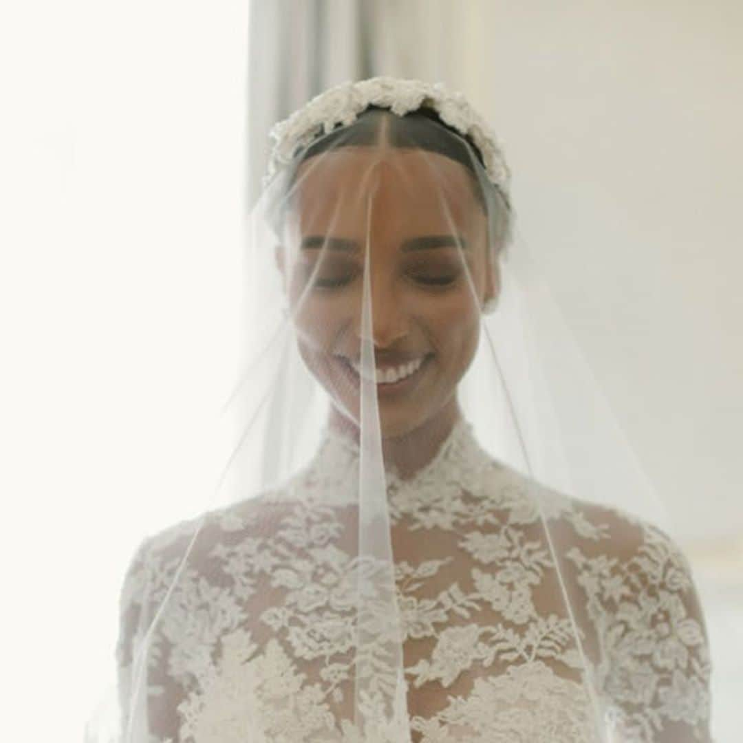 Jasmine Tookes marries Juan David Borrero wearing a dress inspired by Grace Kelly