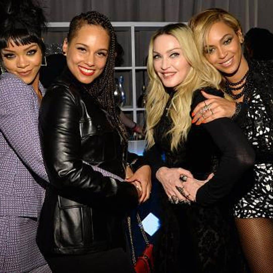 Beyonce has fun with Alicia Keys backstage at Jay Z's Tidal launch