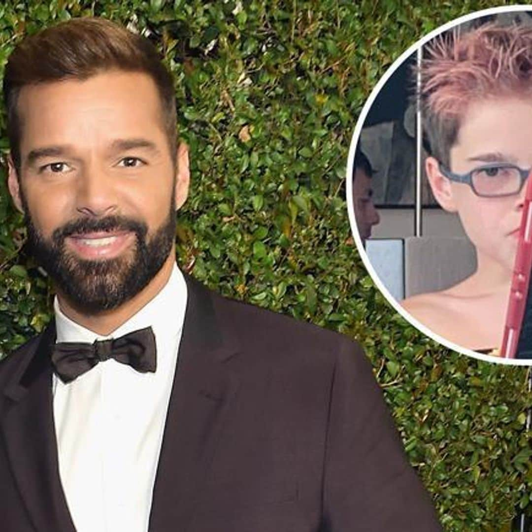 Ricky Martin's son Valentino shows off punky pink hair - and dad loves it!