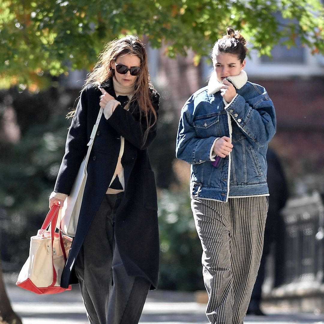 Suri Cruise takes a break from college and returns to New York City to spend time with Katie Holmes