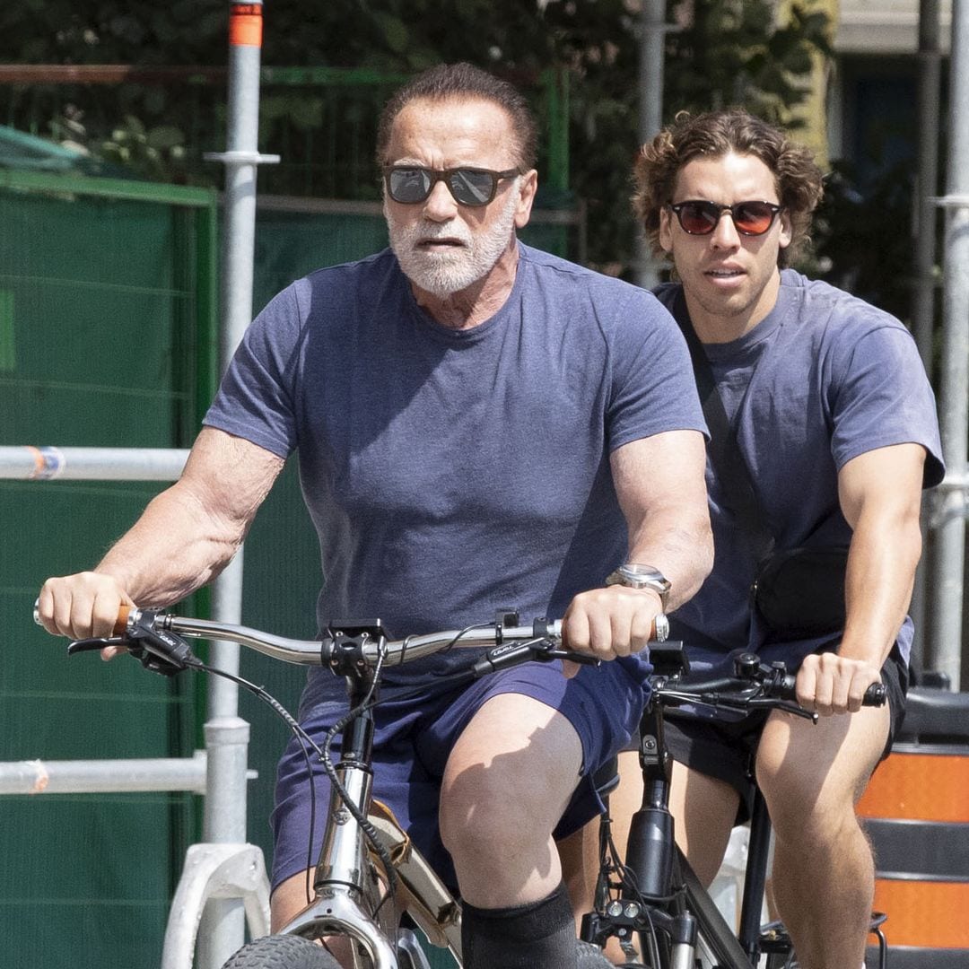 Arnold Schwarzenegger and his not so mini-me son Joseph Baena spend time in Canada