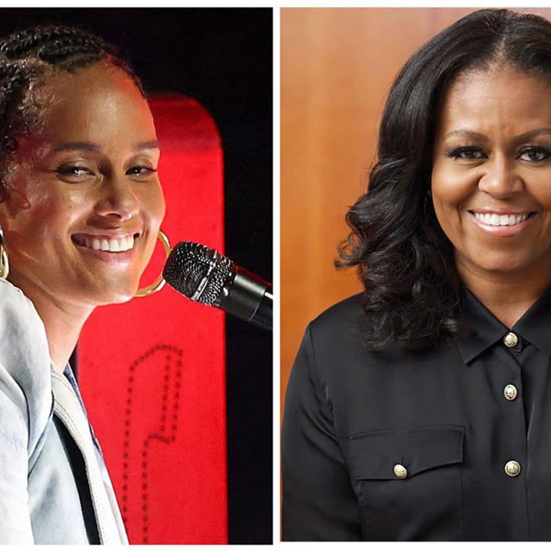 Former First Lady Michelle Obama celebrates Alicia Keys at the 2021 Billboard Music Awards