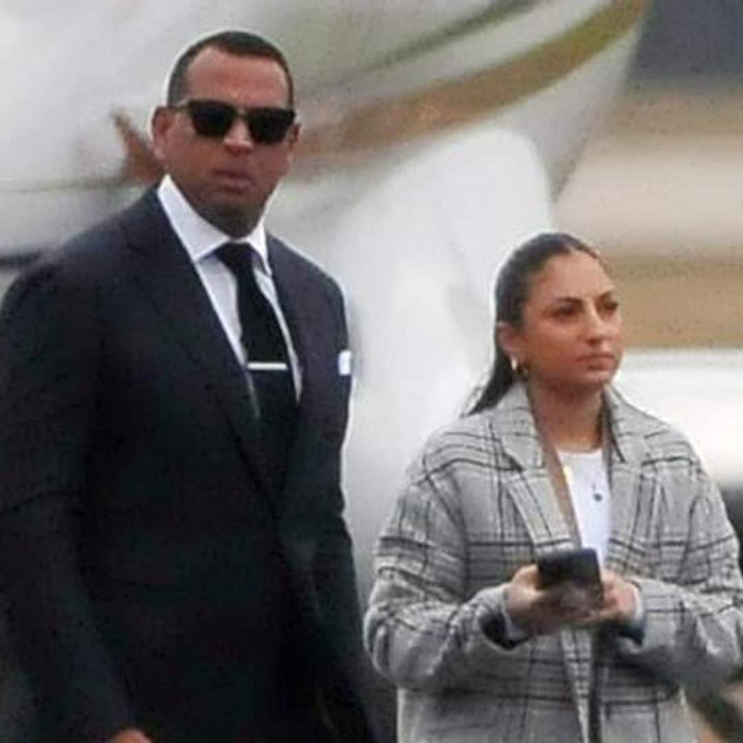 Alex Rodriguez steps off his private jet with a mystery woman