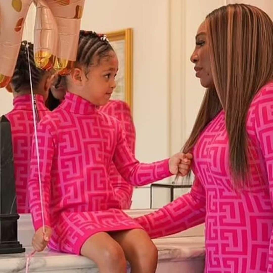 Serena Williams and daughter Olympia look pretty in pink in matching Balmain dresses