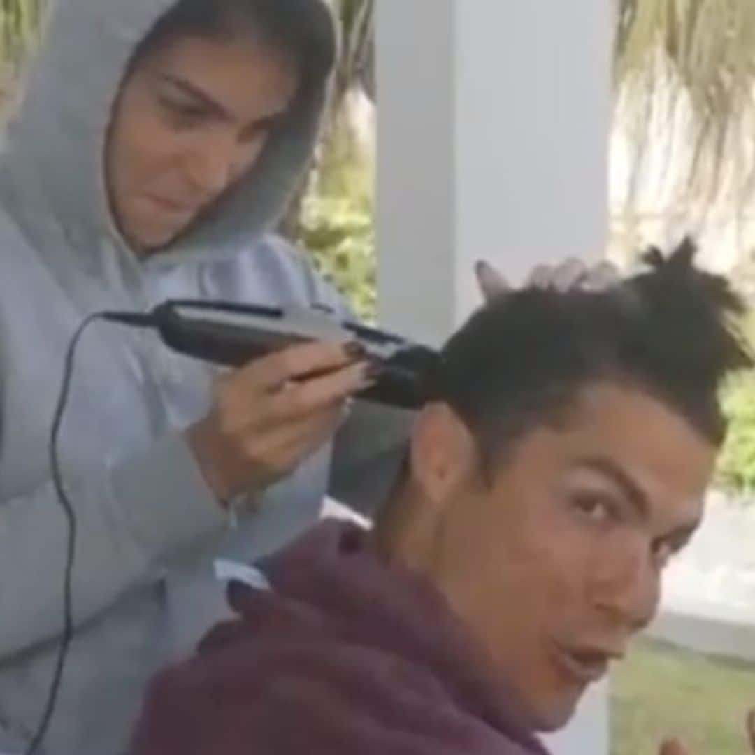 Cristiano Ronaldo's love Georgina nervously shaves his head: 'Danger is coming!'