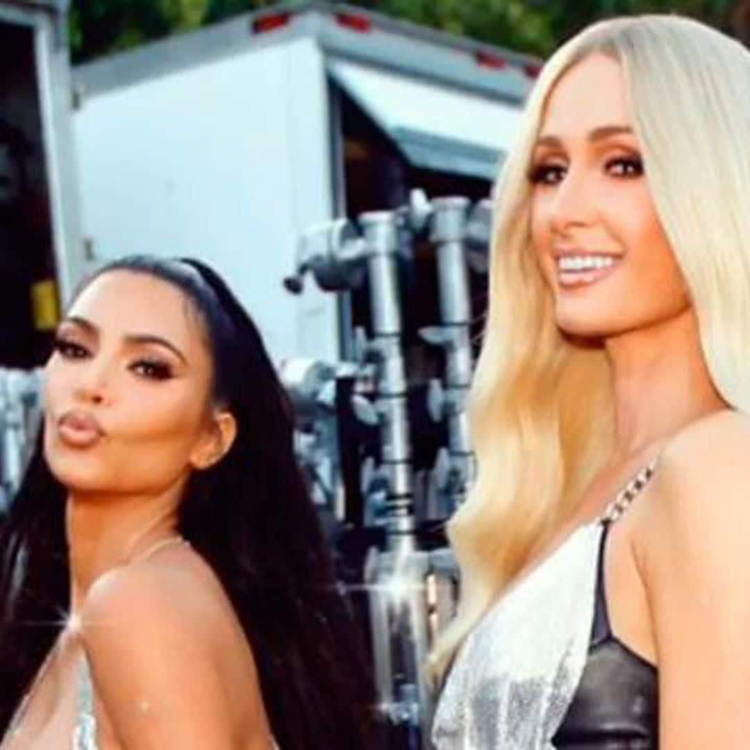 Paris Hilton and Kim Kardashian snow sled wearing couture gowns