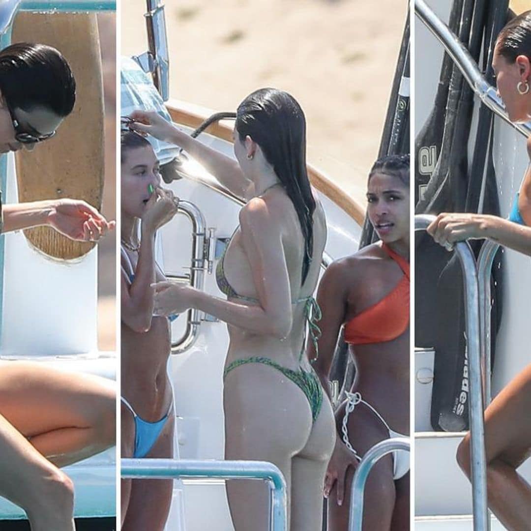 Kendall Jenner and Hailey Bieber rock their tiny bikinis during their vacation in Los Cabos