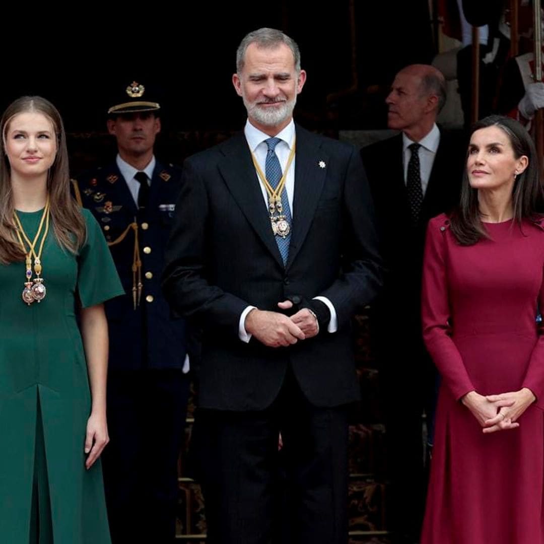 Queen Letizia and daughter Princess Leonor look holiday-ready in red and green dresses