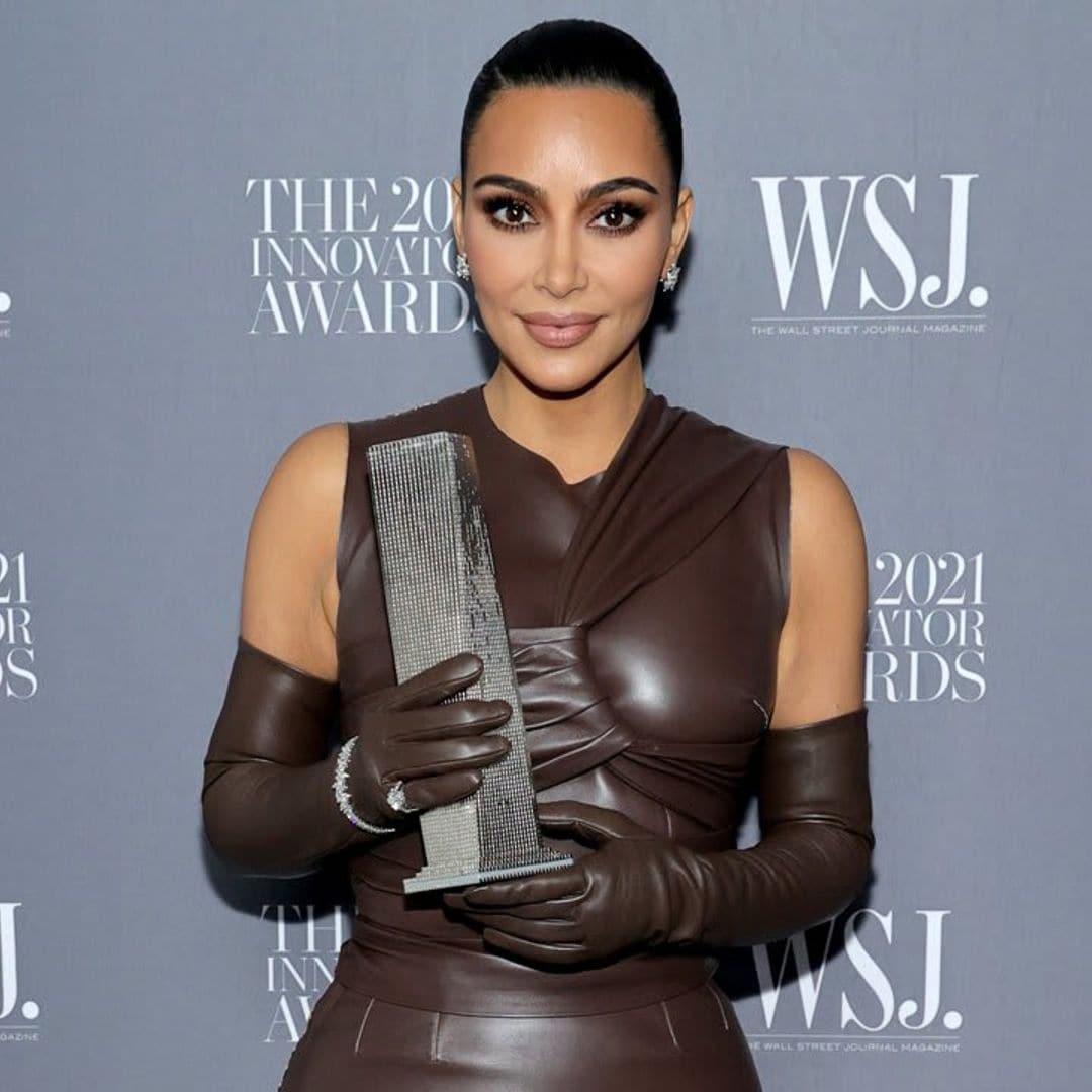 Kim Kardashian’s dress unzips before accepting the WSJ. Magazine’s 2021 Brand Innovator award