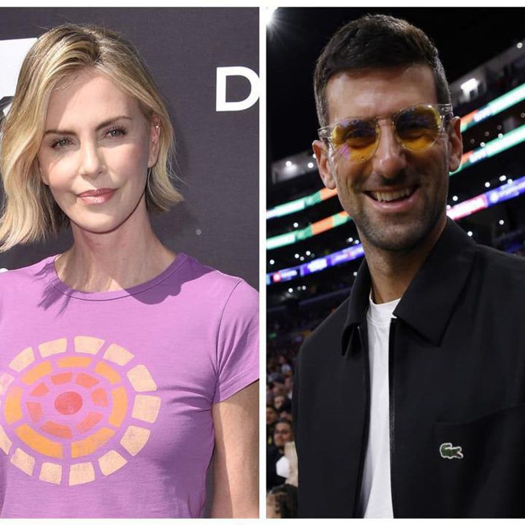 Charlize Theron and Novak Djokovic play tennis for charity at Indian Wells