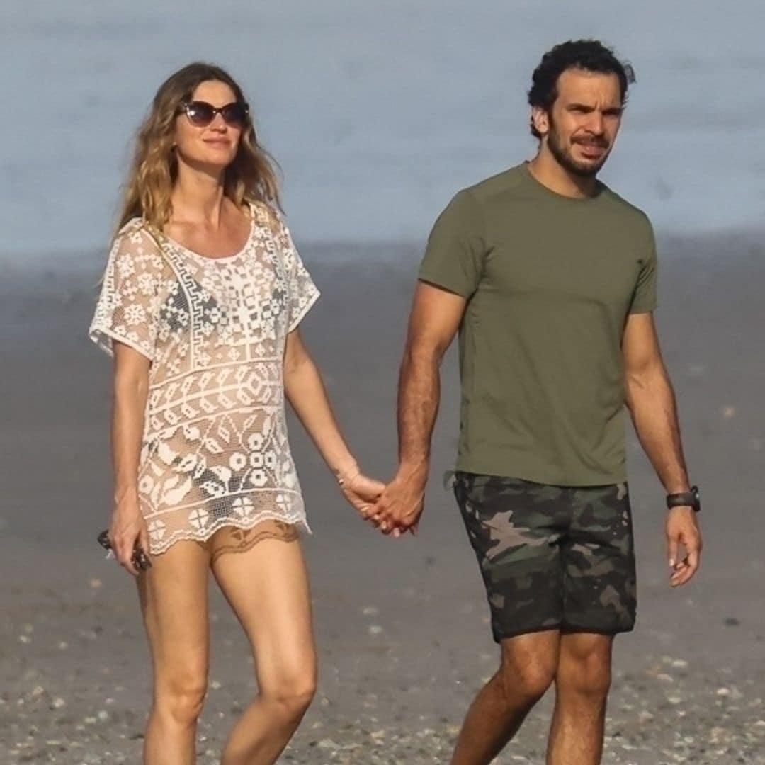 Gisele Bündchen shows off her growing baby bump while vacationing with boyfriend Joaquim Valente