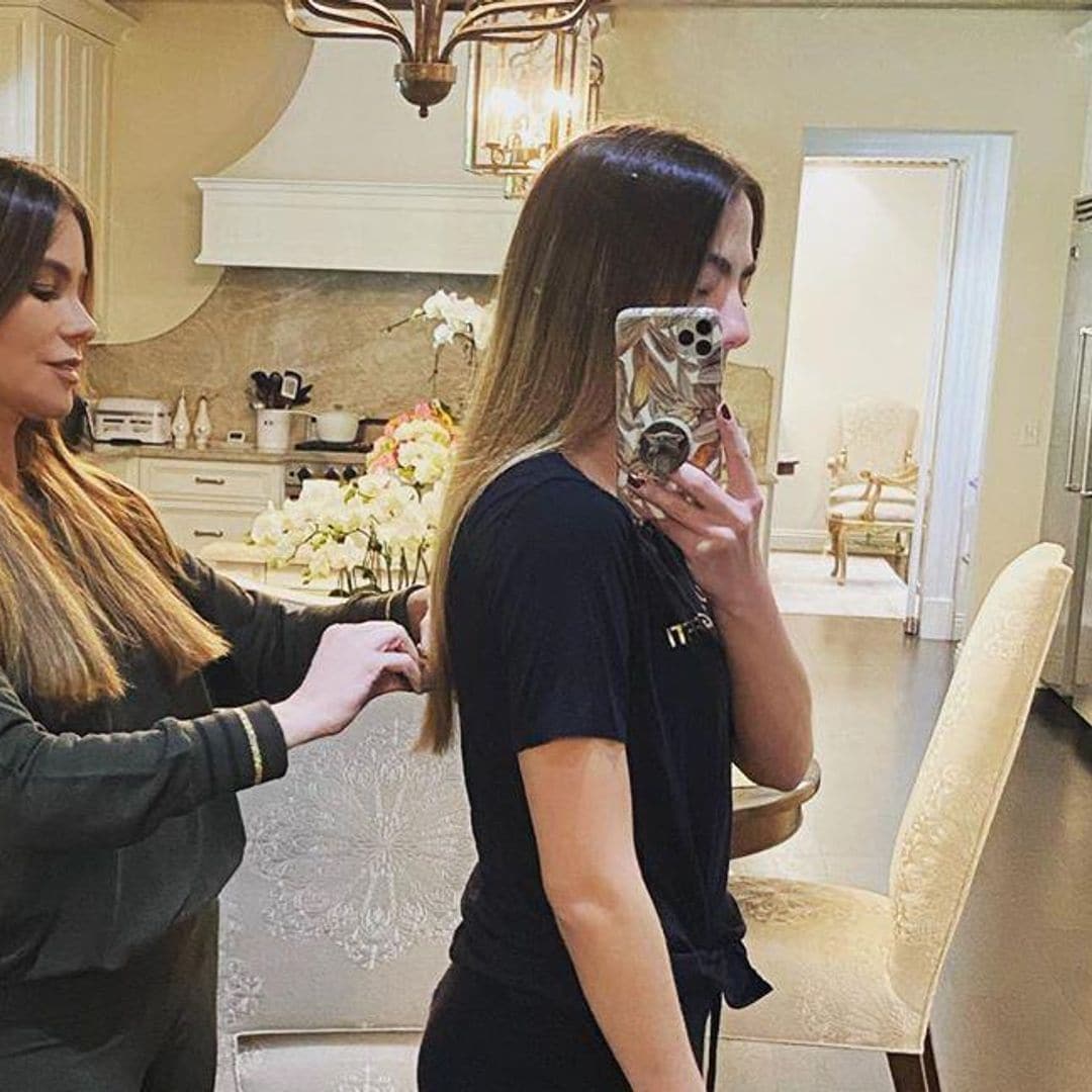 Sofia Vergara turns hairdresser for her desperate niece Claudia - see the results