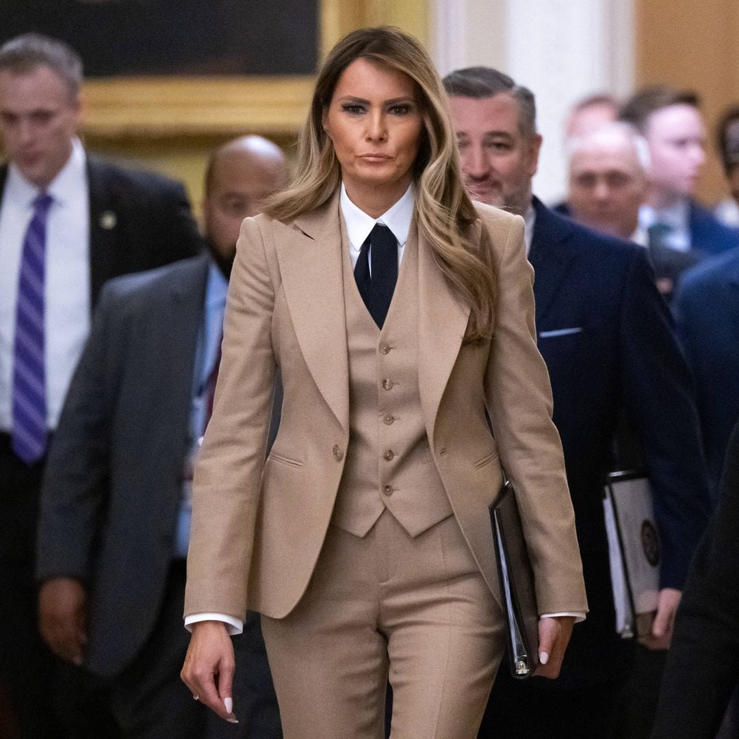 Melania Trump looks elegant in tan suit at Capitol Hill for 'important legislation'