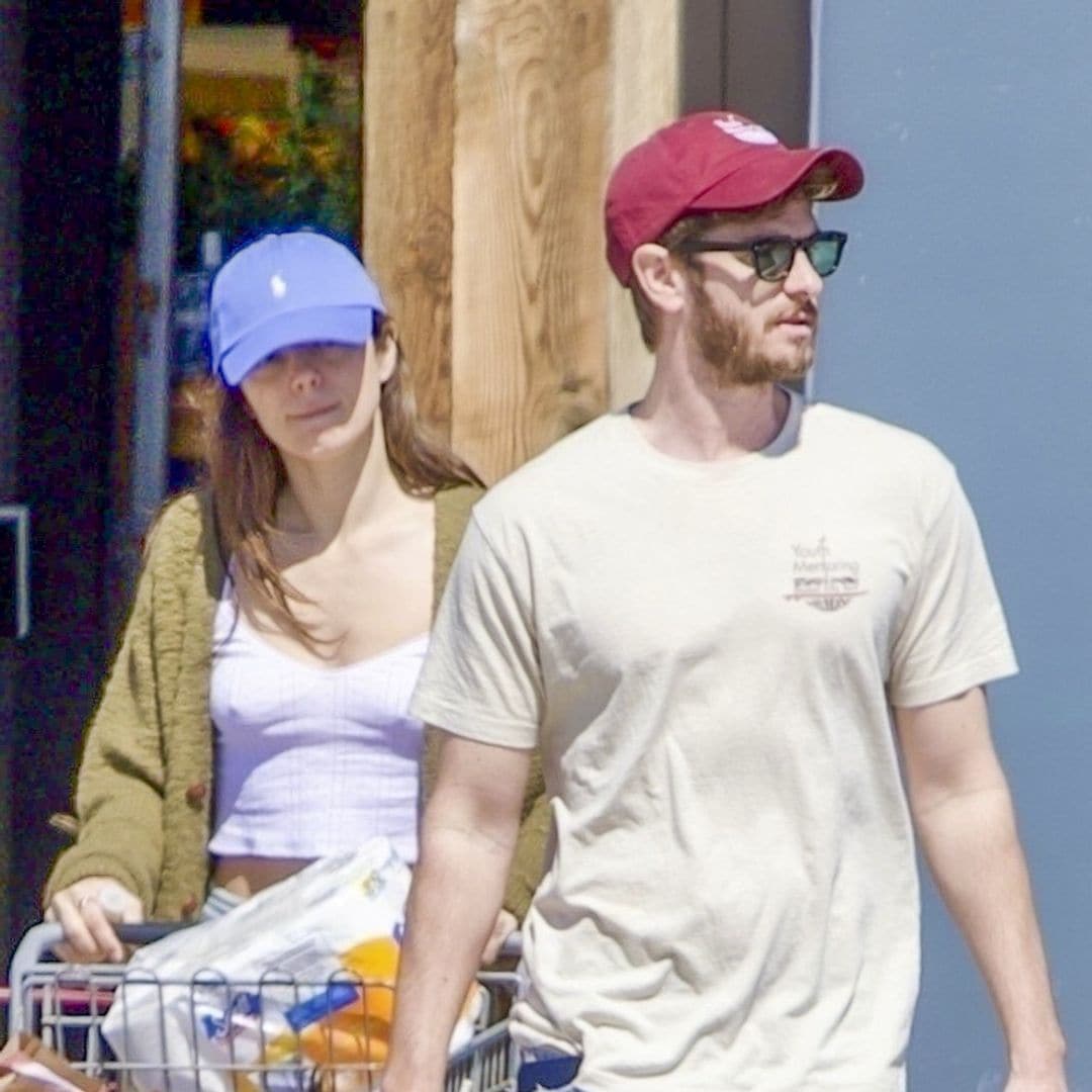 Monica Barbaro wears Andrew Garfield's cardigan while shopping together in Malibu