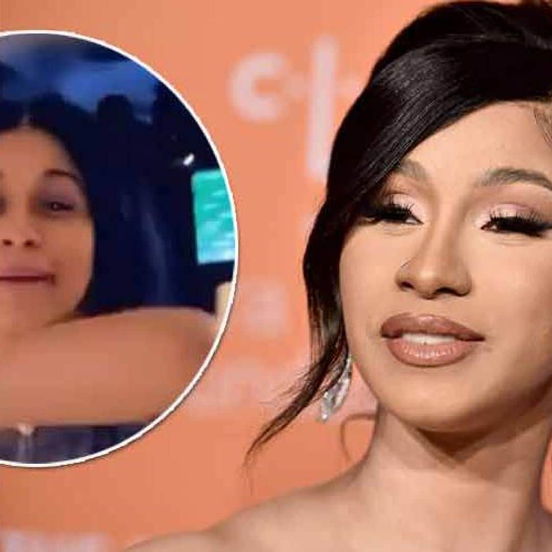 Cardi B goes makeup free as she shakes her booty during impromptu dance on private jet