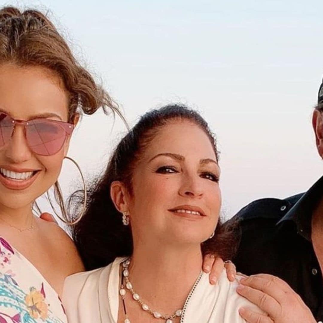 Thalia and Gloria Estefan party together at the beach