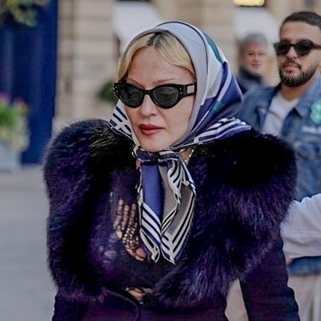 Madonna stuns in Paris with a chic all-black look and trendy headscarf