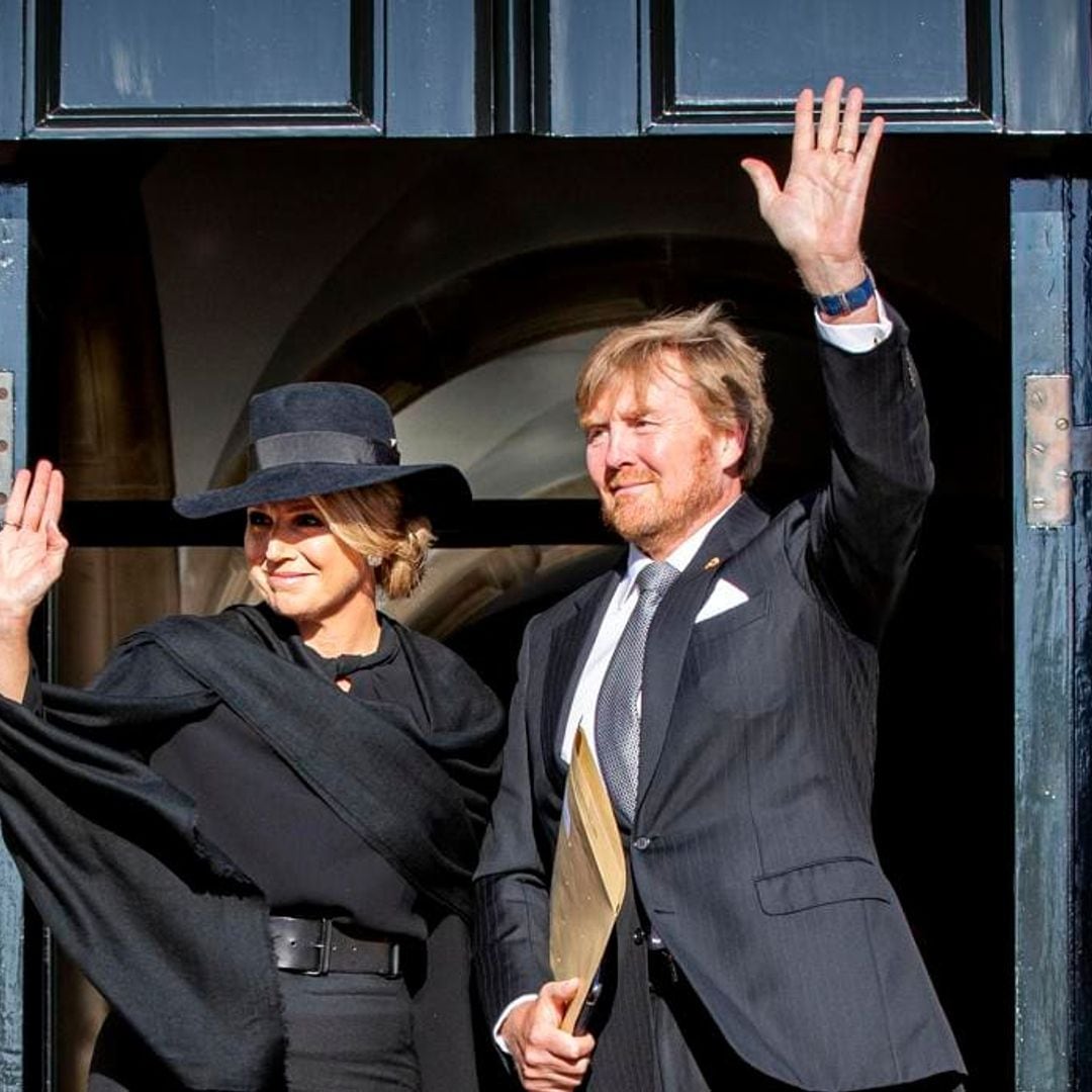 Queen Maxima looks flawless in all-black ensemble featuring a trouser-skirt