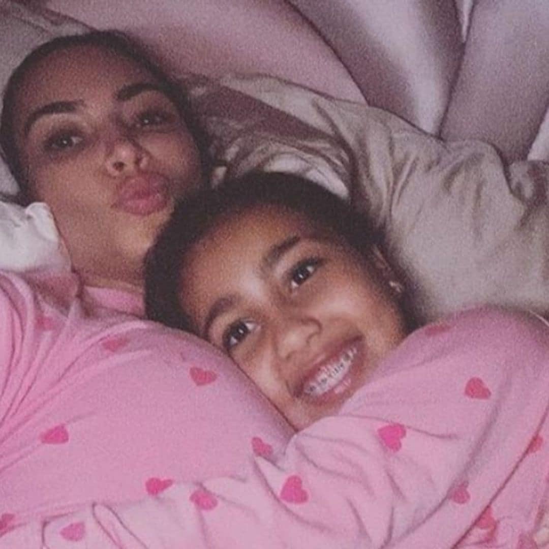 Kim Kardashian and North West cuddle up in matching heart pajamas