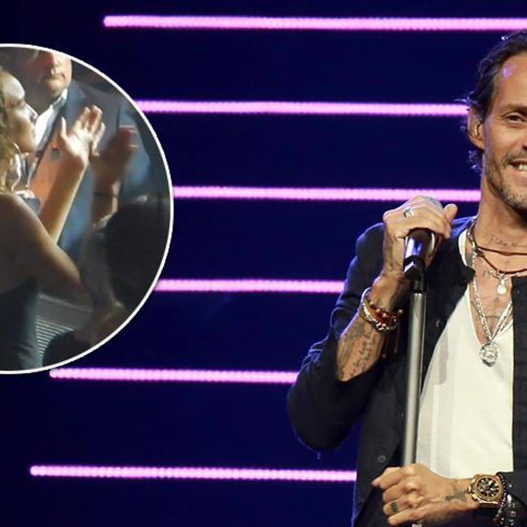 Marc Anthony's model girlfriend Jessica Lynne sings along and dances in front row at his Puerto Rico concert