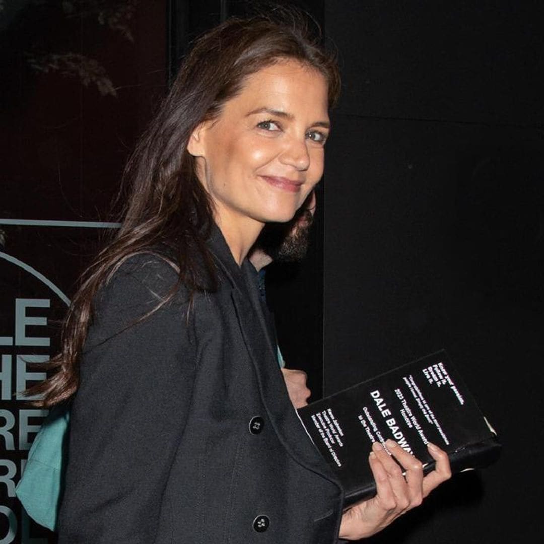 Katie Holmes wore an elegant all-black look for the Theatre World Awards