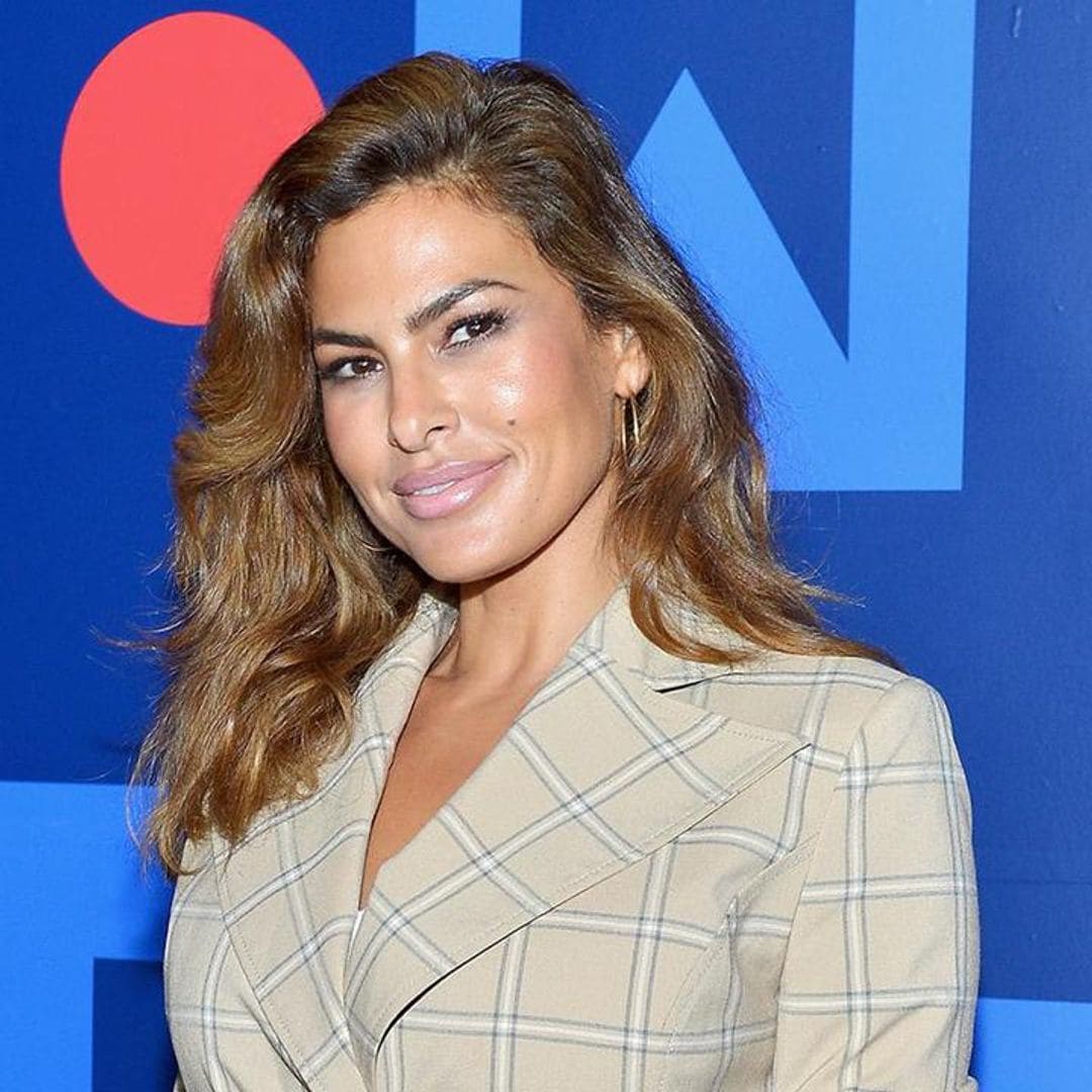 Eva Mendes and her daughter get hot drinks in Santa Barbara