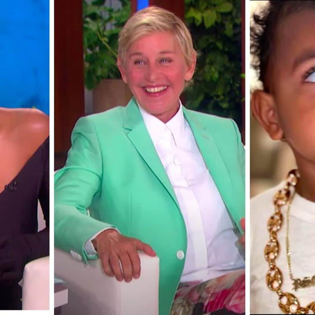 Kim Kardashian corrects Ellen DeGeneres after she accuses Psalm West of wearing a fake gold chain