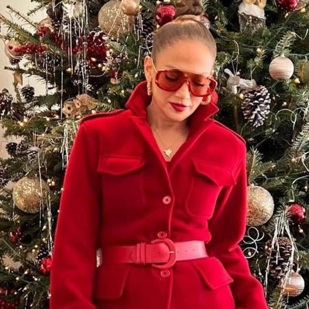 Jennifer Lopez, in her monochromatic holiday look, is the star that needs every Christmas tree