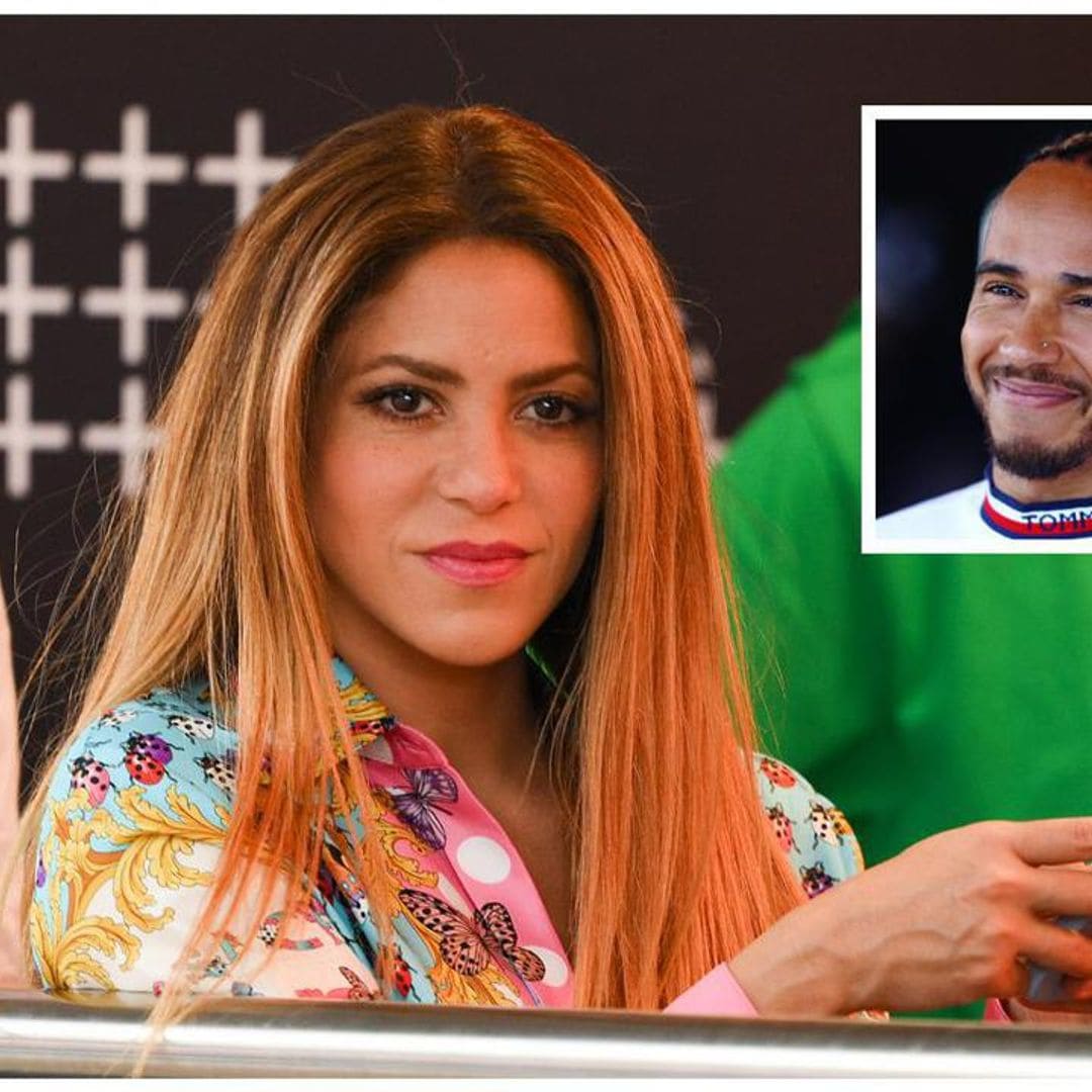 Shakira’s Versace shirt might be a special present from Lewis Hamilton