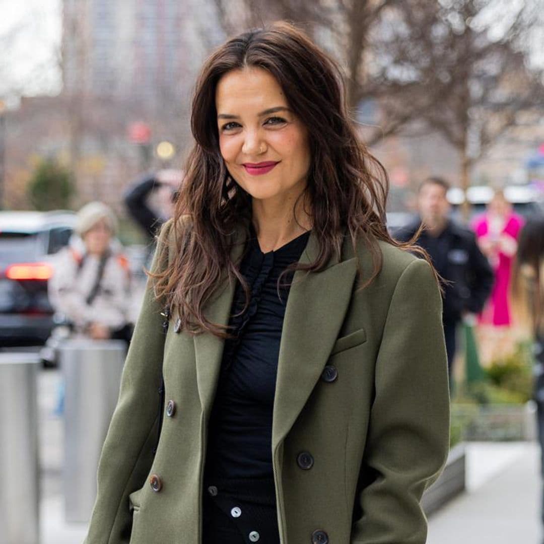 Katie Holmes steals fashion week in an olive trench coat