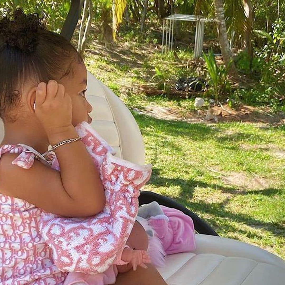 Kylie Jenner’s daughter Stormi pairs luxe Dior swimsuit with jelly shoes