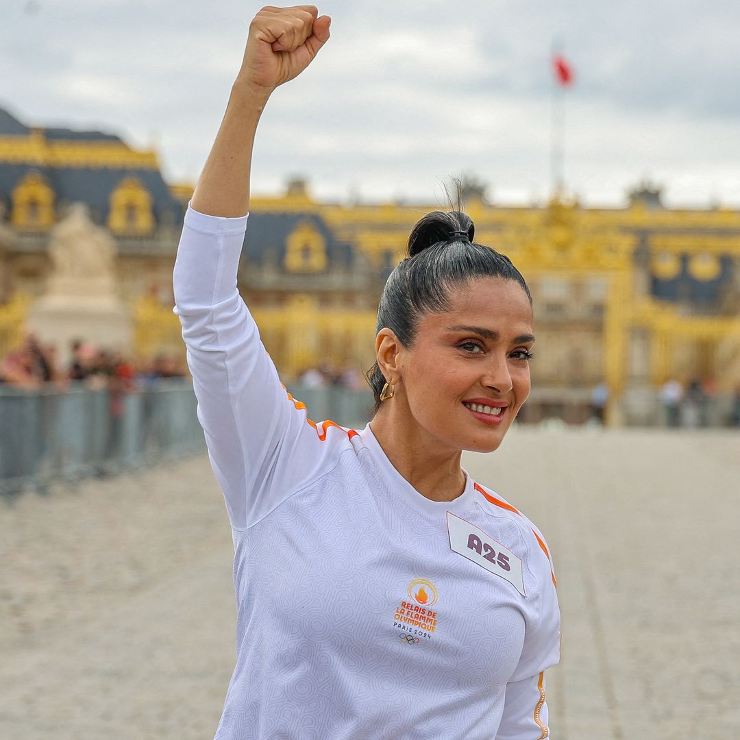 Salma Hayek is the latest celebrity to carry the Olympic torch ahead of Opening Ceremony