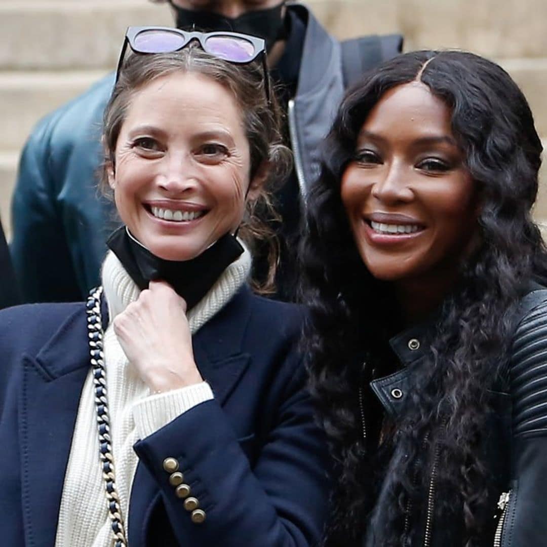 Naomi Campbell and Christy Turlington posed for the cameras after walking the Fendi show