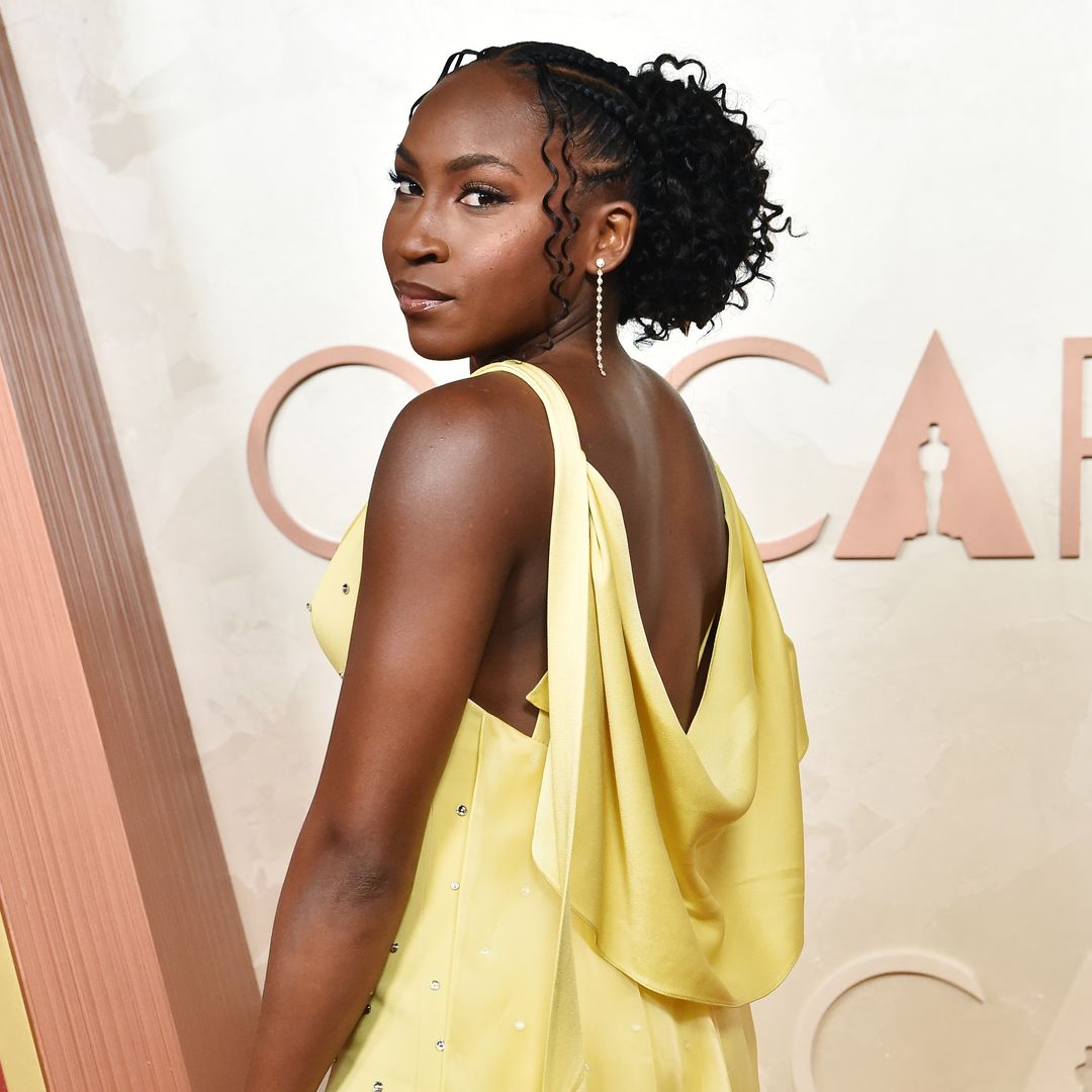 Coco Gauff wears one of Spring's 2025 top color trends at the Oscars