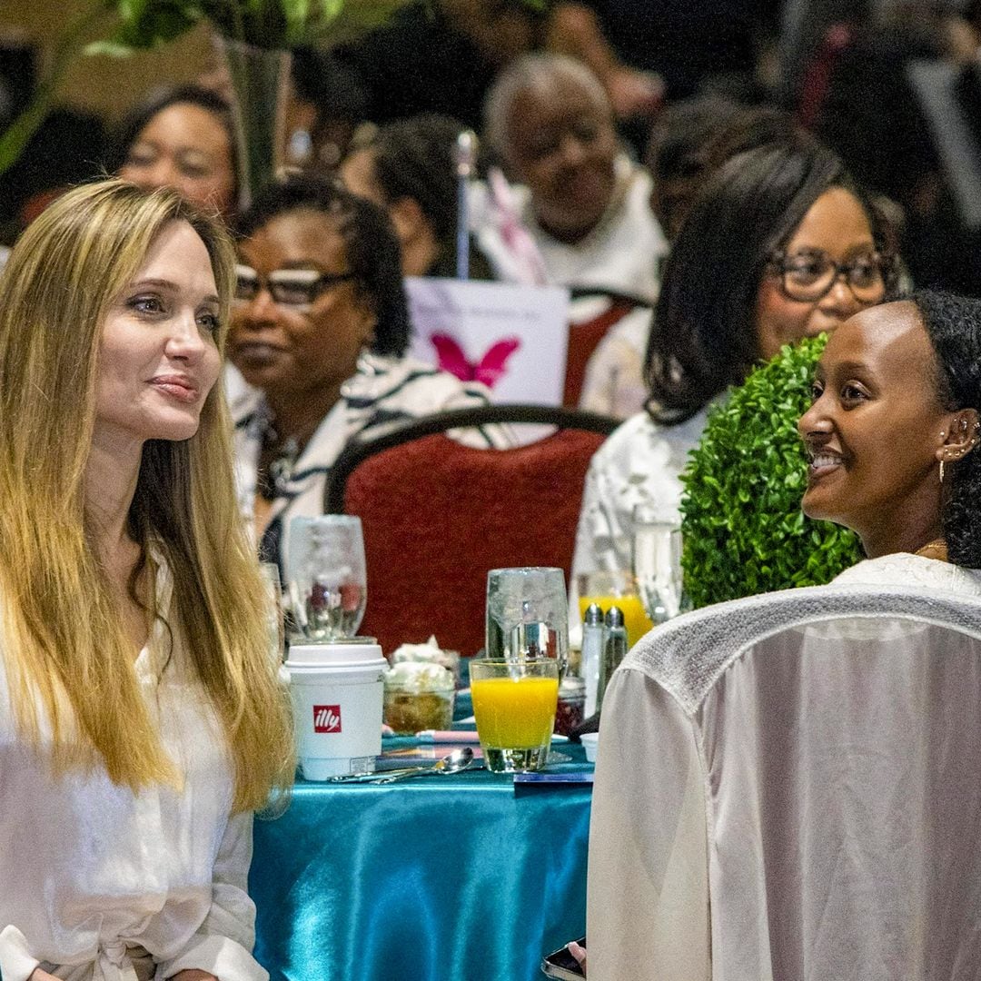 Angelina Jolie proudly supports her daughter Zahara at a mother-daughter brunch for a women's nonprofit