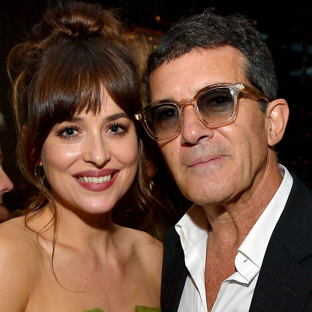 Antonio Banderas and his step-daughter Dakota Johnson reunite in Malaga, Spain