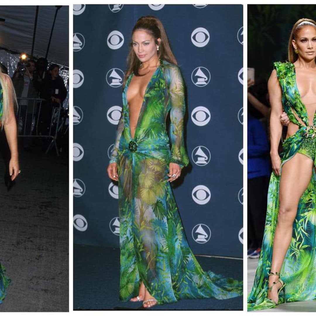 Donatella Versace wore it first! The designer rocked Jennifer Lopez’s green viral dress in 1999