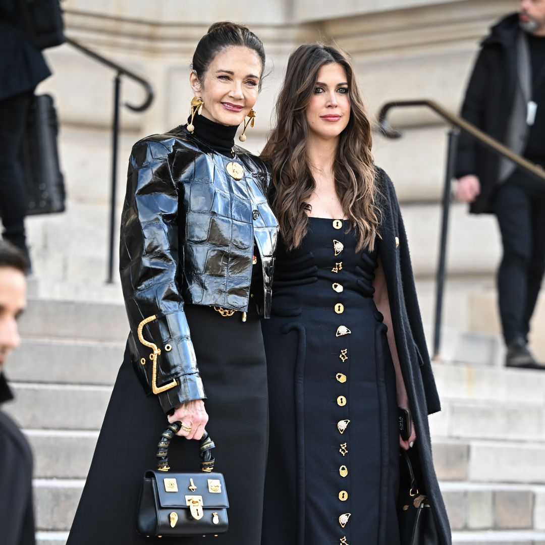 Lynda Carter shows playful side while posing with daughter Jessica Altman at Schiaparelli show