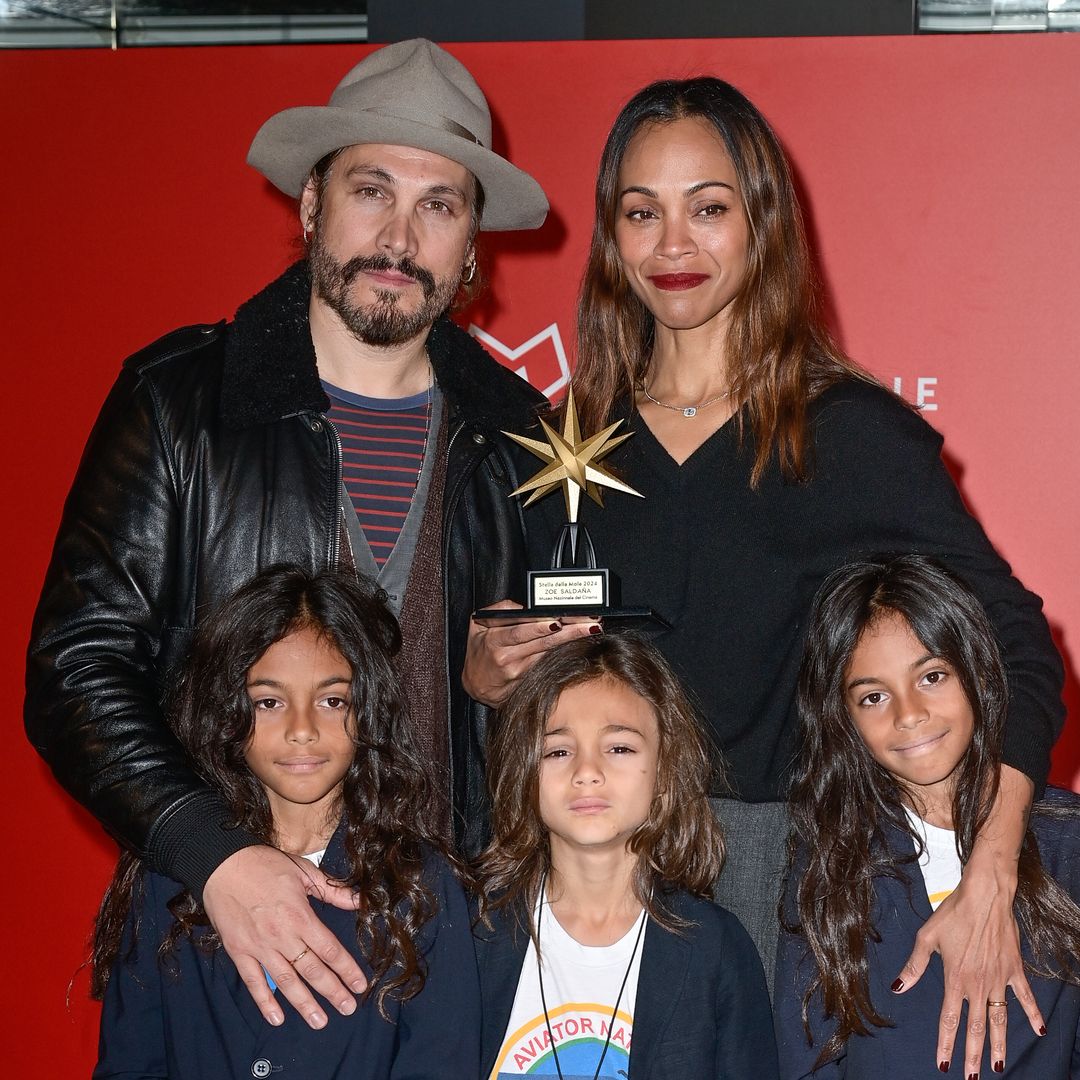 Zoe Saldaña makes adorable red carpet appearance with her three sons