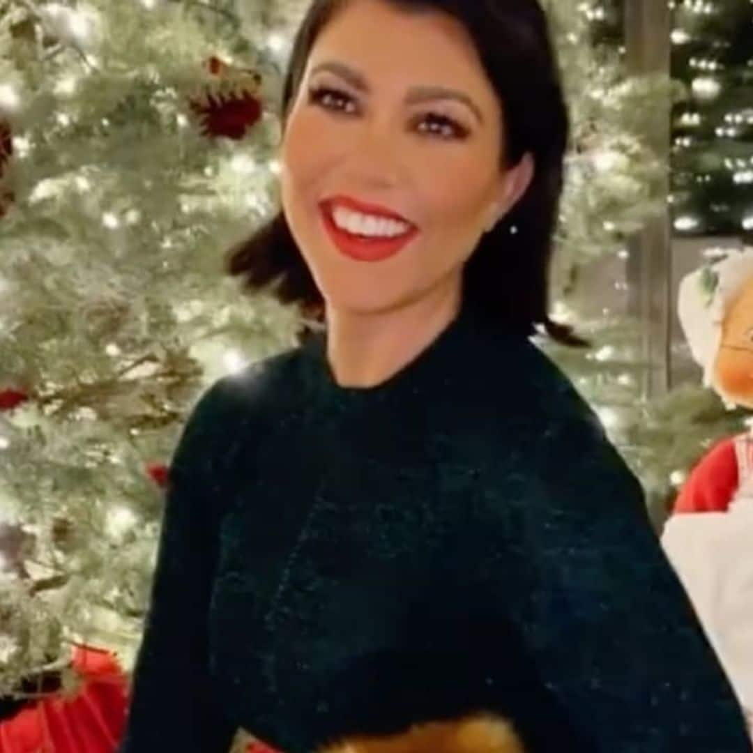 Kourtney Kardashian kicks off Christmas celebrations wearing a green and red ensemble