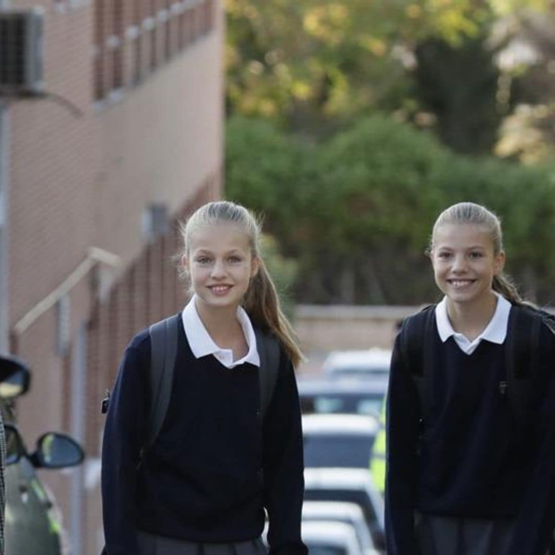 Queen Letizia and King Felipe are on parent duty dropping Leonor and Sofia off at school