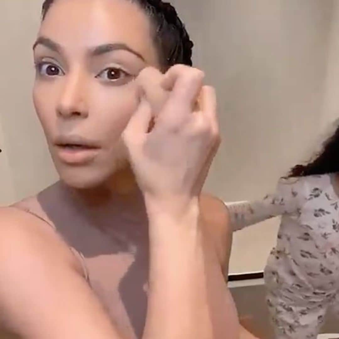 Kim Kardashian fails hiding from daughter North while trying to do a beauty tutorial