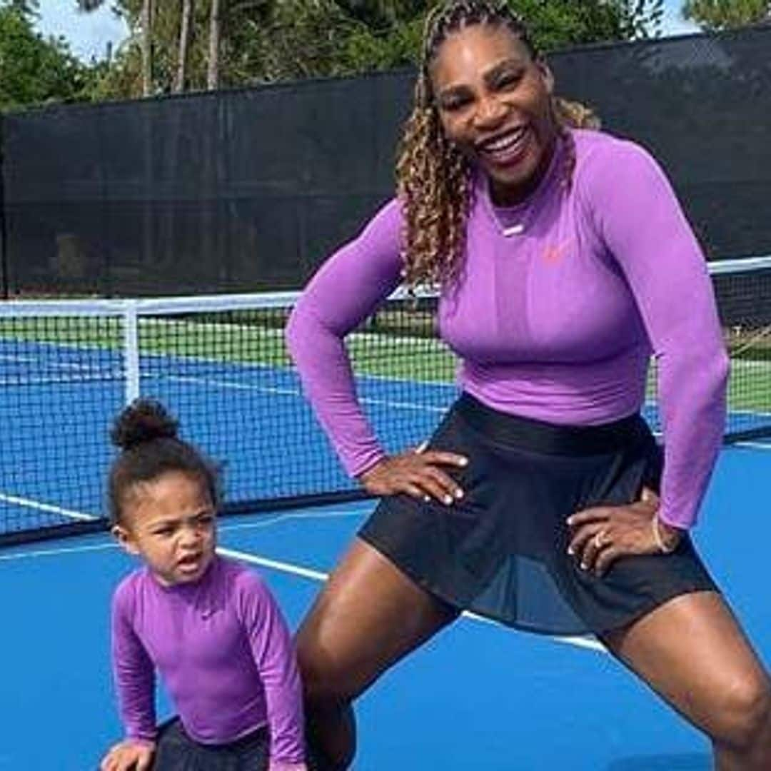 Serena Williams and daughter Olympia take twinning to a new level on the tennis court