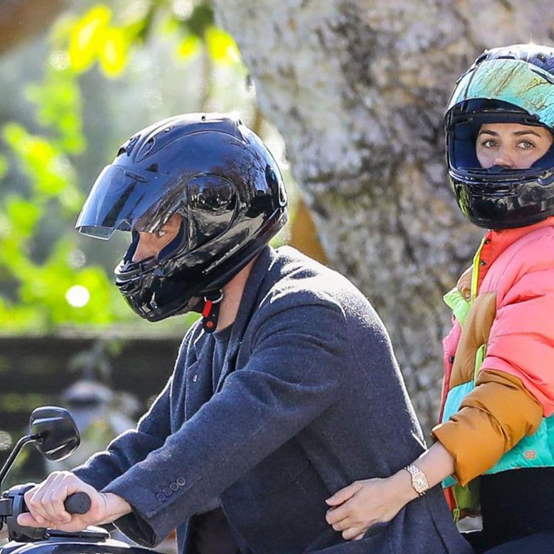 Ana de Armas wore a colorful puffer jacket on the back of Ben Affleck’s motorcycle