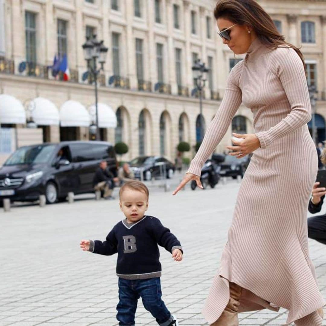 Baby’s first fashion week! Eva Longoria shows Santi around Paris