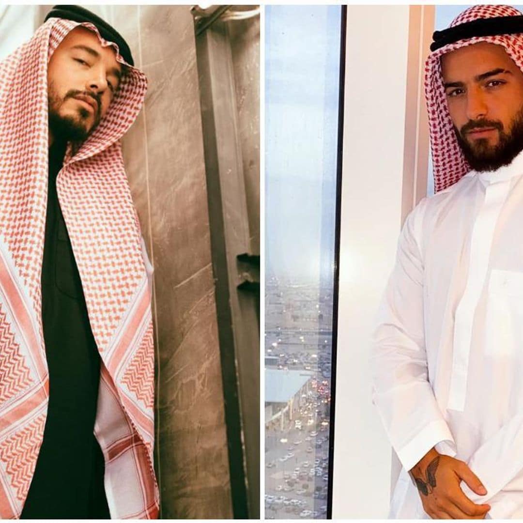 Maluma and J Balvin have us doing a double take with identical pictures from Saudi Arabia