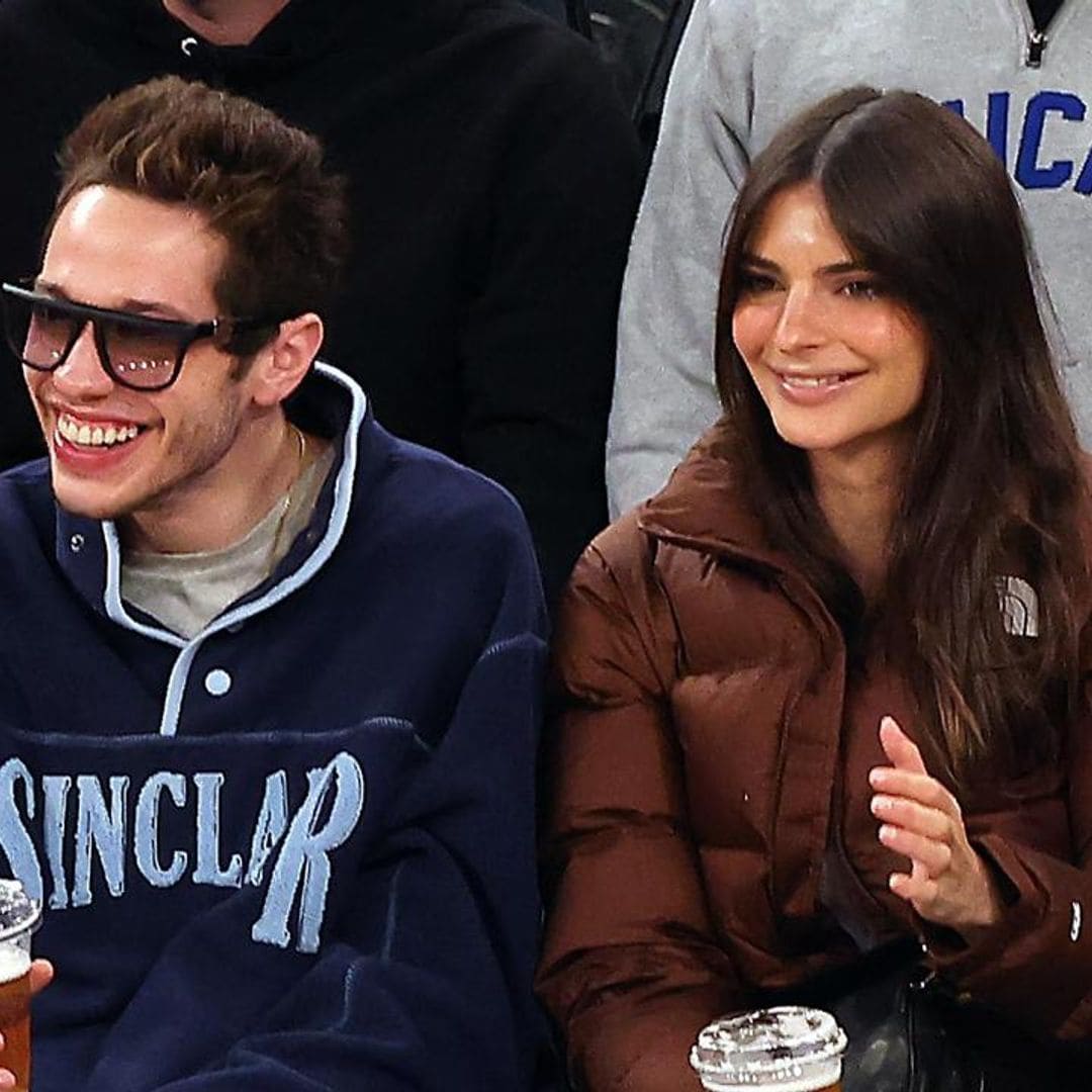 Pete Davidson and Emily Ratajkowski make their courtside basketball game debut in New York