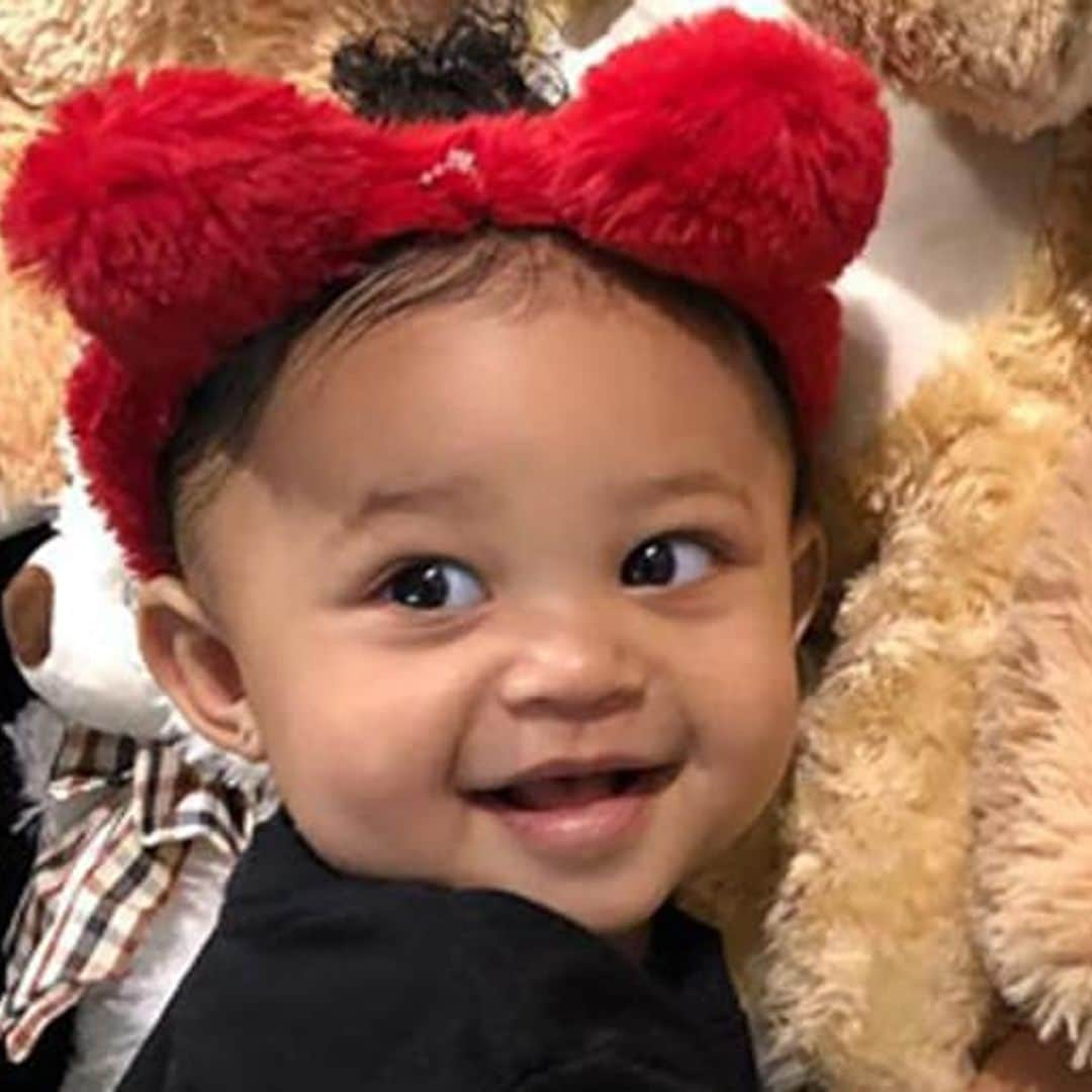 Priceless: Kylie Jenner's daughter Stormi watches her dad perform at Super Bowl halftime