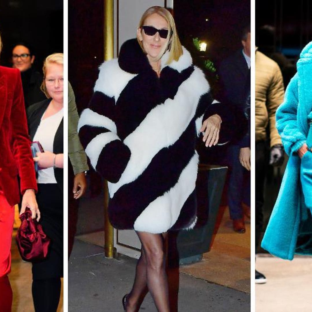 Celine Dion is killing the outwear game with some of the biggest and most colorful coats