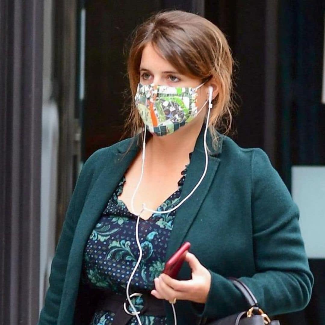 Pregnant Princess Eugenie shows baby bump in a floral dress